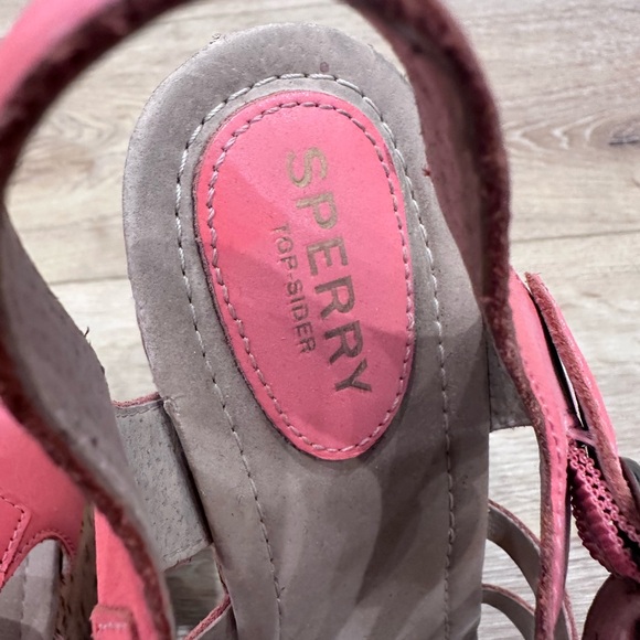 Women’s SPERRY Top-Sider Leather Coral/Pink Open Toe Wedge Sandal - Size 8.5 - Picture 2 of 8